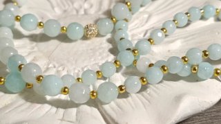 Collana Acquamarina e Giada Celeste Zircon