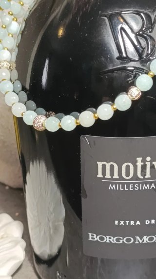 Collana Acquamarina e Giada Celeste Zircon