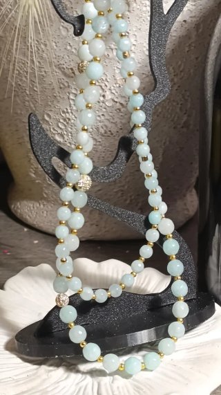 Collana Acquamarina e Giada Celeste Zircon