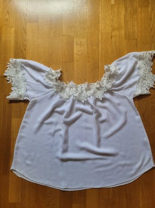 Blusa Zara Hombros Caídos Encaje Talla S