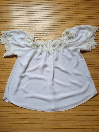 Blusa Zara Hombros Caídos Encaje Talla S