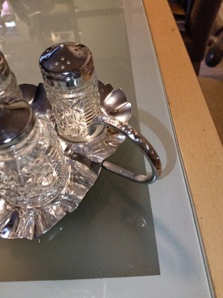 Set especiero salero cristal y metal