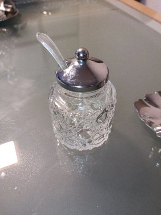 Set especiero salero cristal y metal