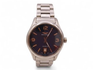 RELOJ SANDOZ GENEVE SINCE 1870 ESFERA AZUL CORREA METALICAS