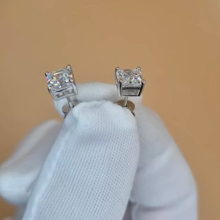 Pendientes Moissanita 1ct Plata