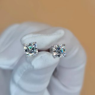 Pendientes Moissanita 1ct Plata