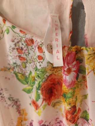 Vestito corto rosa floreale e volant taglia S
