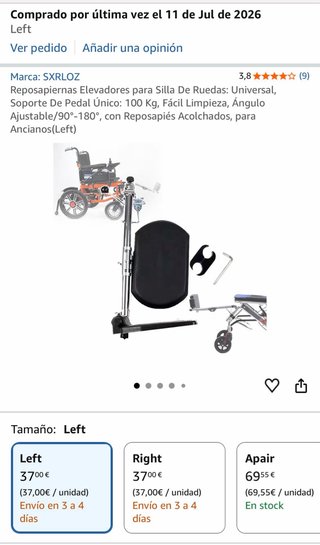 Reposapiernas izquierdo universal silla de ruedas