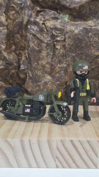 Playmobil Soldado Americano 2ª Guerra Mundial Moto