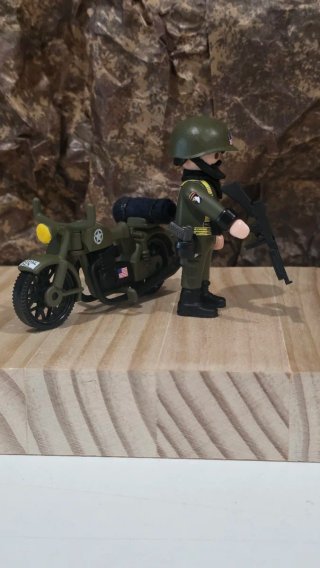 Playmobil Soldado Americano 2ª Guerra Mundial Moto