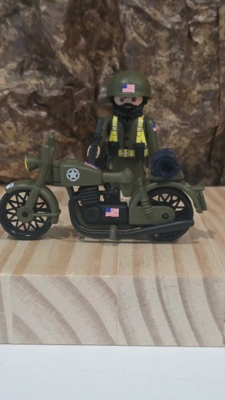 Playmobil Soldado Americano 2ª Guerra Mundial Moto