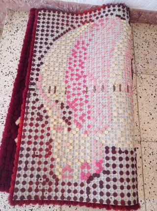 Alfombra Lana Artesana Elefante Rosa Beige