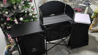 Mesa Cocina Camping Plegable Negra