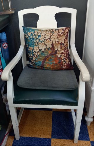 Sillón Antiguo Madera y Cuero Verde