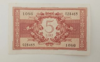5 Lire Luogotenenza 1944 Spl