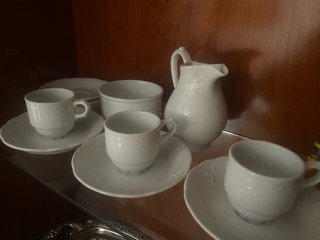 Juego de café de porcelana blanco
