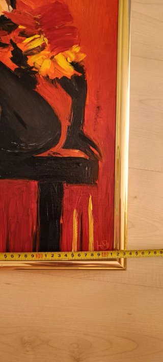 Cuadro al óleo mujer sentada