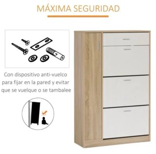 Zapatero madera y blanco