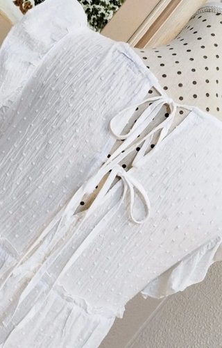 Blusa blanca volantes talla L