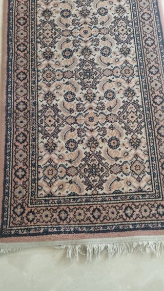 Alfombra 63x310 cm beige y rosa