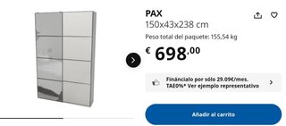 Armario Ikea PAX 150x236x35 puertas correderas