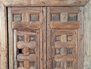 Puerta antigua madera 2 hojas 178x125 cuarterones
