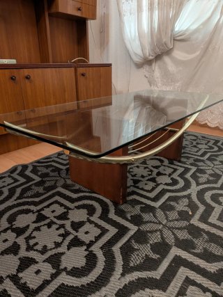Mesa de centro cristal y madera
