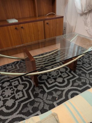 Mesa de centro cristal y madera