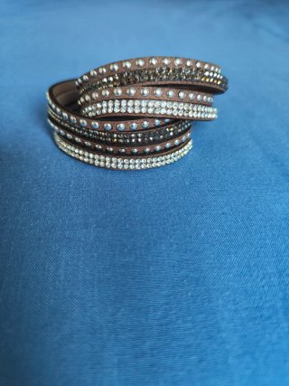 Pulsera Doble Vuelta Brillantes Ajustable