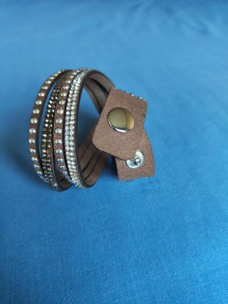 Pulsera Doble Vuelta Brillantes Ajustable