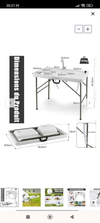 Mesa Camping Plegable con Fregadero