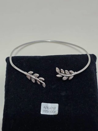 Pulsera rígida plata 925 hoja