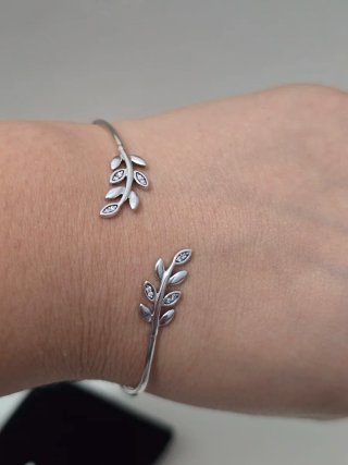 Pulsera rígida plata 925 hoja