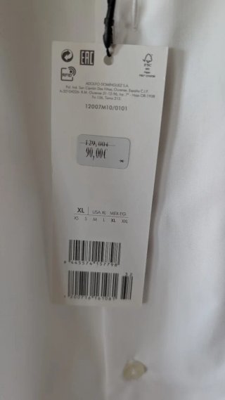 Camisa Adolfo Domínguez Blanca Vestir Hombre