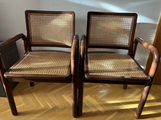 Set di 2 sedie in legno e rattan