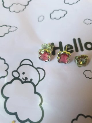Pendientes Oso Cristal Fucsia Plata