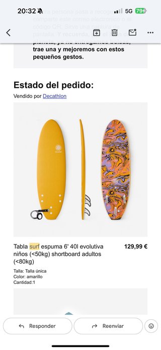 Tabla surf espuma 6' 40L OLAIAN