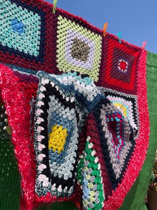 Colcha ganchillo patchwork hecha a mano