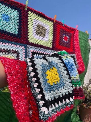 Colcha ganchillo patchwork hecha a mano