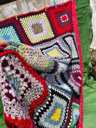 Colcha ganchillo patchwork hecha a mano