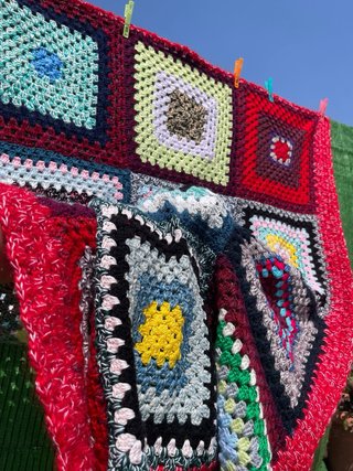 Colcha ganchillo patchwork hecha a mano