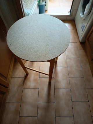 Mesa camilla redonda madera y cristal
