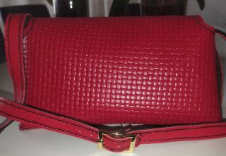 Bolso y cartera de piel con cierre de mariposa.