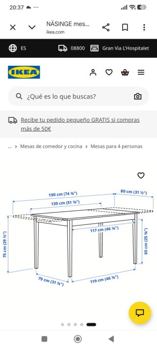 Mesa de comedor Ikea blanca