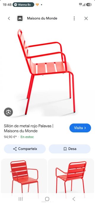 Sillón de metal rojo Palavas