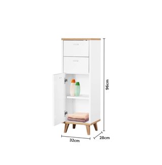 Armario baño blanco y madera