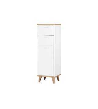 Armario baño blanco y madera