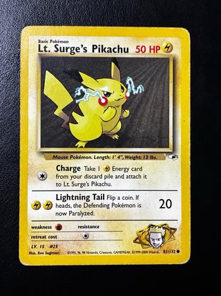 Carte Pokémon Lt. Surge's Pikachu