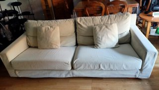 2 sofás de tela beige 3+4 plazas