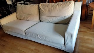 2 sofás de tela beige 3+4 plazas